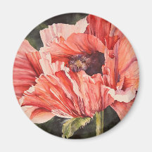 Pink Corn Poppy Refrigerator Magnet Artistic Gift
