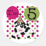 Pink Cow 5th Birthday Tshirts and Gifts Sticker