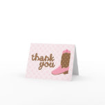 Pink Cowgirl Boot Western Party Thank You Notes Greeting Card