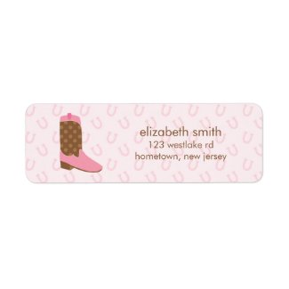 Pink Cowgirl Boot Western Return Address Labels