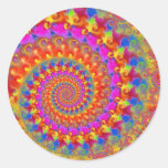 Pink Crazy Fractal Round Sticker