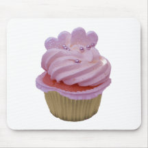 Pink cream and hearts cupcake mousemat