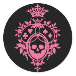 Pink Crest with Skull and Cardsuits Stickers