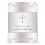 Pink Cross Baby Girl Christening Baptism Invites