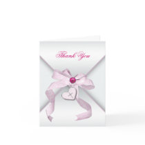 Pink Cross Baptism Christening 1st Communion Thank Card