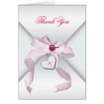 Pink Cross Baptism Christening Thank You Card