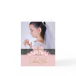Pink Cross Photo First Communion Thank You Cards