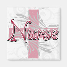Pink Cross/Swirl Nurse Fridge Magnets