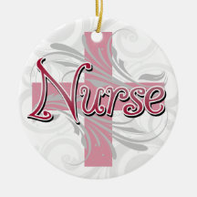 Pink Cross/Swirl Nurse Ornaments