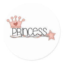 Pink Crown and Wand Princess Stickers