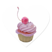 Pink Cupcake and Cherry Heart Stickers