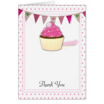 Pink Cupcake Baby Shower Thank You Greeting Card