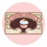 Pink Cupcake Couture Sign Logo Banner Round Stickers