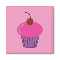 Pink Cupcake Fridge Magnets