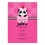 Pink Cupcake Panda Birthday Party Invitation