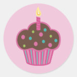 Pink Cupcake Party Favour Sticker