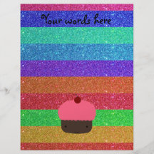 Pink cupcake rainbow glitter personalized flyer