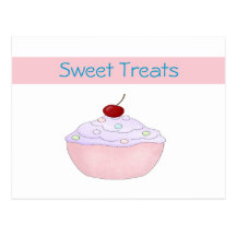 Pink Cupcake Recipe Card Post Cards