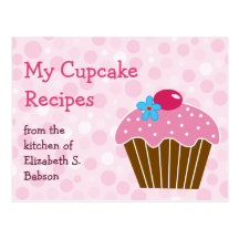 Pink Cupcake Recipe Postcard