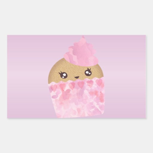 Pink Cupcake Rectangle Sticker