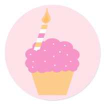 Pink Cupcake Round Stickers