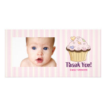 Pink Cupcake Thank You Photo Cards