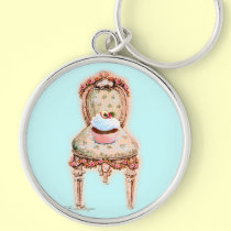 Pink Cupcake & Victorian Chair Key Chain keychains