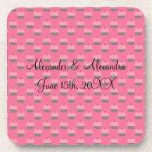 Pink cupcake wedding favours coaster