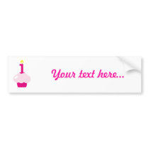 Pink Cupcake with Birthday Candle Bumper Stickers