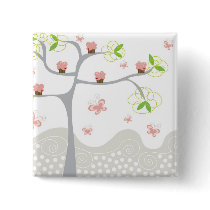 Pink Cupcakes on a Tree Button