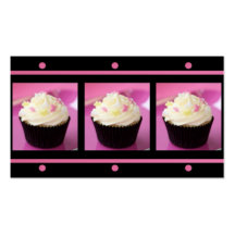 Pink Cupcakes on Black Business Cards