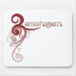 Pink Curly Swirl Michigan Mousepad