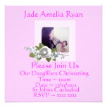 Pink Custom Photo Christening Invitations
