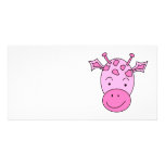 Pink Cute Giraffe. Cartoon Animal. Custom photo cards