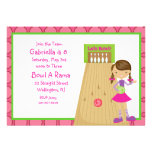 Pink, Cute, Girl Bowling Party Invitation