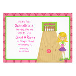 Pink, Cute, Girl Bowling Party Invitation