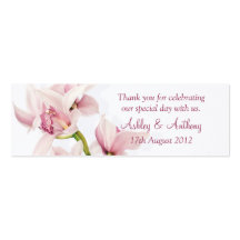 Pink Cymbidium Orchid Floral Wedding Favour Tags Business Card