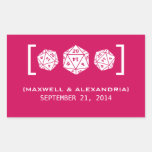 Pink D20 Dice Gamer Wedding Stickers