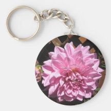 Pink Dahlia Flower Key Chain