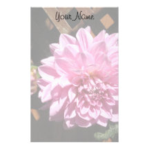 Pink Dahlia Flower Stationery Design