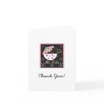 Pink Daisy Baby Carriage Thank You Card