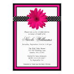 Pink Daisy Black Polka Dots Bridal Shower Invitations