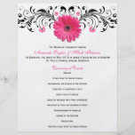 Pink Daisy Black White Floral Wedding Program Flyers
