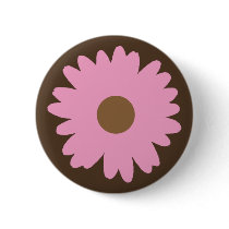Pink Daisy Button Flair