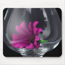 Pink Daisy Closeup In Wine Glass Mouse Pads