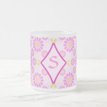 Pink Daisy Monogram Coffee Mugs