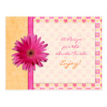 Pink Daisy Orange Recipe Card for the Bride to Be Postcard