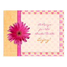 Pink Daisy Orange Recipe Card for the Bride to Be Postcard