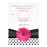 Pink Daisy Polka Dot Bat Mitzvah Reply Card Custom Invite