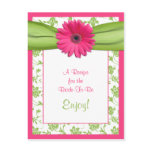 Pink Daisy Recipe Card for the Bride to Be Post Cards